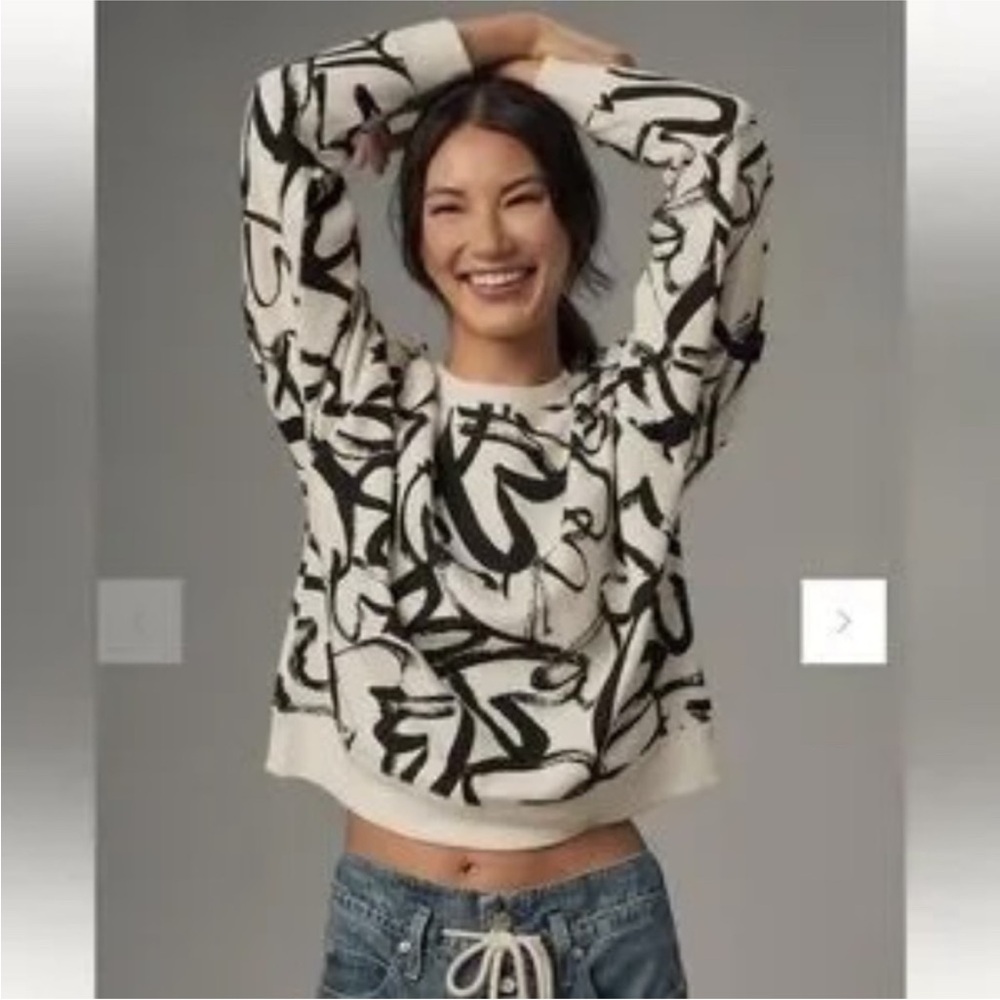 Maeve Anthropologie Heart Printed Sweatshirt Size Small